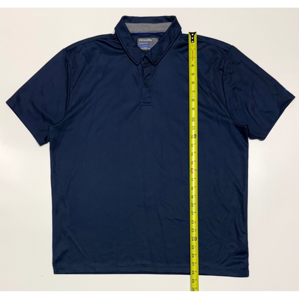 Twillory Navy Blue Performance Polo Shirt Mens 2XL Athleisure Golf Micro Dot